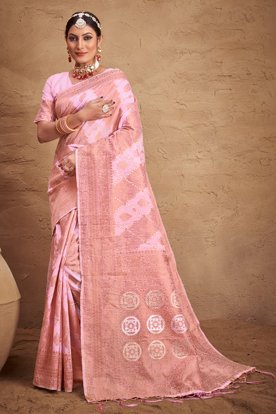 Flamingo Pink Cotton Saree