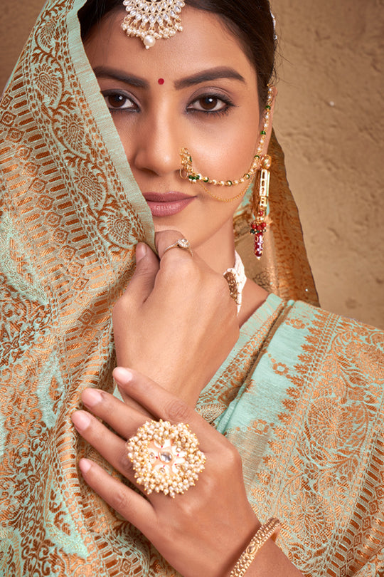 Mint Green Cotton Saree