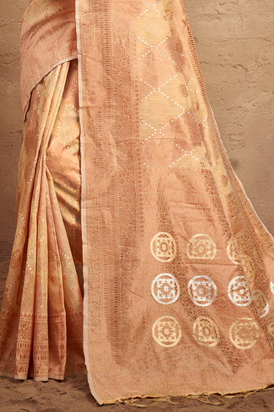 Tan Beige Cotton Saree