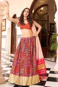 Multicolor Crush Satin Lehanga Choli