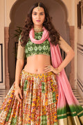 Multicolor Crush Satin Lehenga Choli