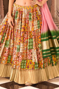 Multicolor Crush Satin Lehanga Choli