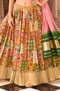 Multicolor Crush Satin Lehenga Choli