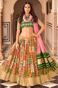 Multicolor Crush Satin Lehenga Choli