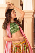 Multicolor Crush Satin Lehenga Choli