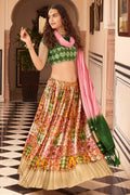 Multicolor Crush Satin Lehanga Choli