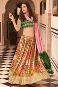 Multicolor Crush Satin Lehenga Choli