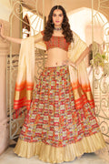 Multicolor Crush Satin Lehenga Choli