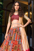 Multicolor Crush Satin Lehanga Choli