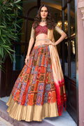 Multicolor Crush Satin Lehanga Choli