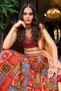 Multicolor Crush Satin Lehanga Choli