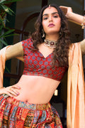 Multicolor Crush Satin Lehanga Choli