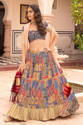 Multicolor Crush Satin Lehenga Choli