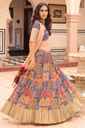 Multicolor Crush Satin Lehenga Choli