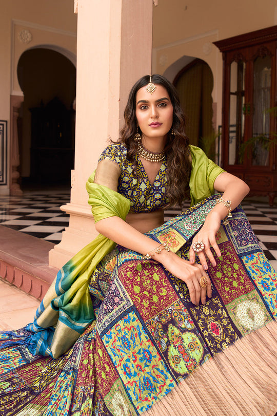 Multicolor Crush Satin Lehenga Choli