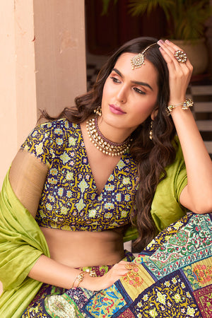 Multicolor Crush Satin Lehenga Choli