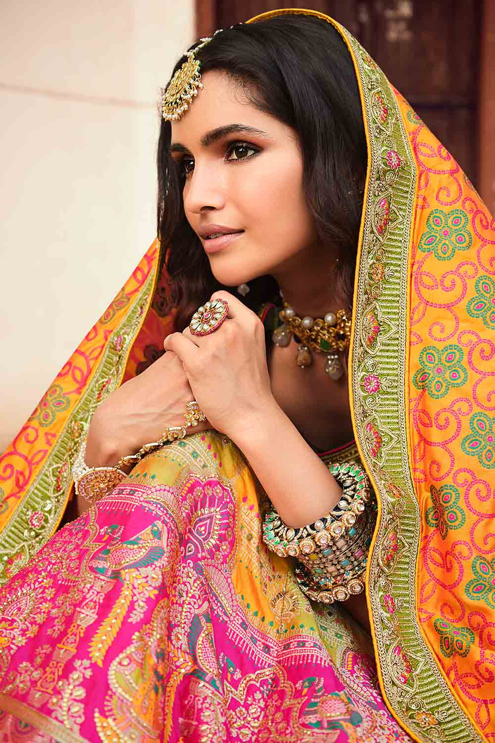 Navratri Lehenga Chaniya Choli : Yellow print and mirror ...