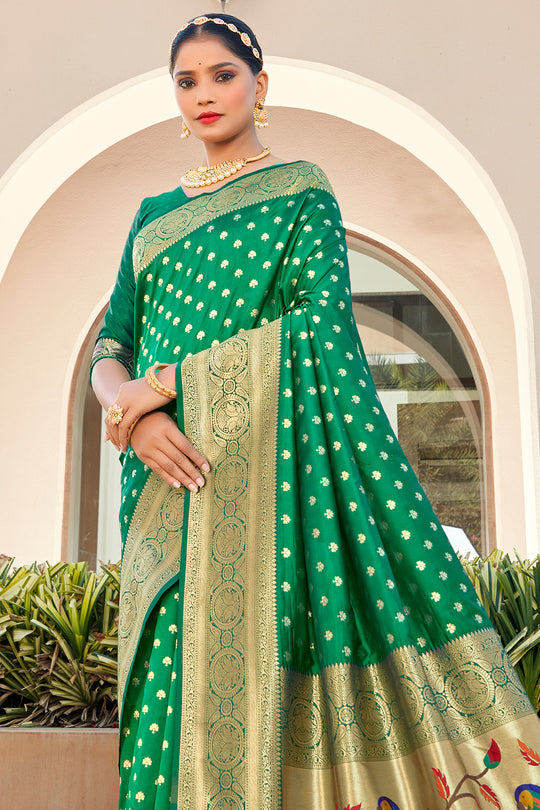 Emerald Green Paithani Saree