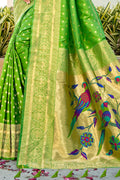 Slime Green Paithani Saree