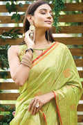 Lime Green Silk Saree