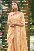 Buttermilk Beige Silk Saree