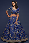 Deep Blue Silk Lehenga Choli (Semi-Stitched)