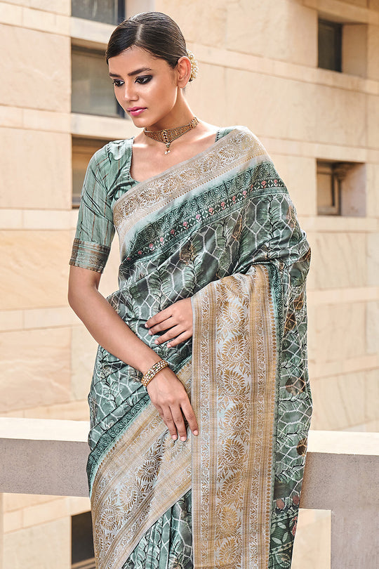 Turkish Blue Digital Print Saree