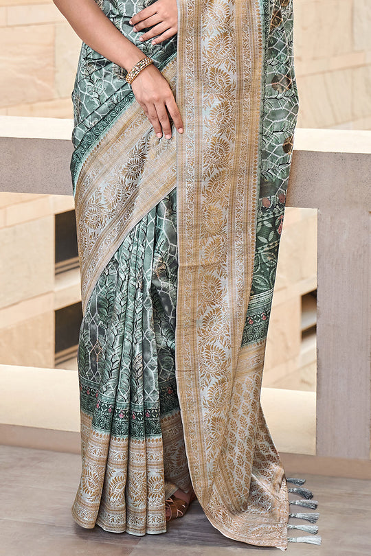 Turkish Blue Digital Print Saree