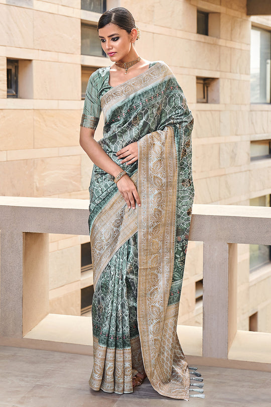 Turkish Blue Digital Print Saree