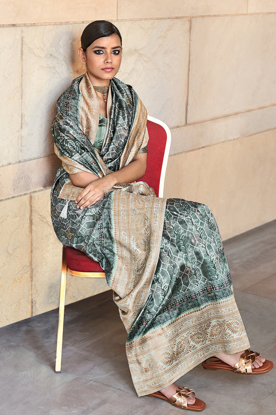 Turkish Blue Digital Print Saree