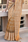 Sand Yellow Digital Print Saree