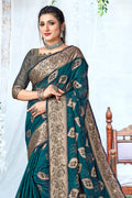 Cyprus Blue Organza Saree