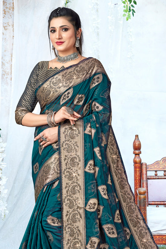 Cyprus Blue Organza Saree