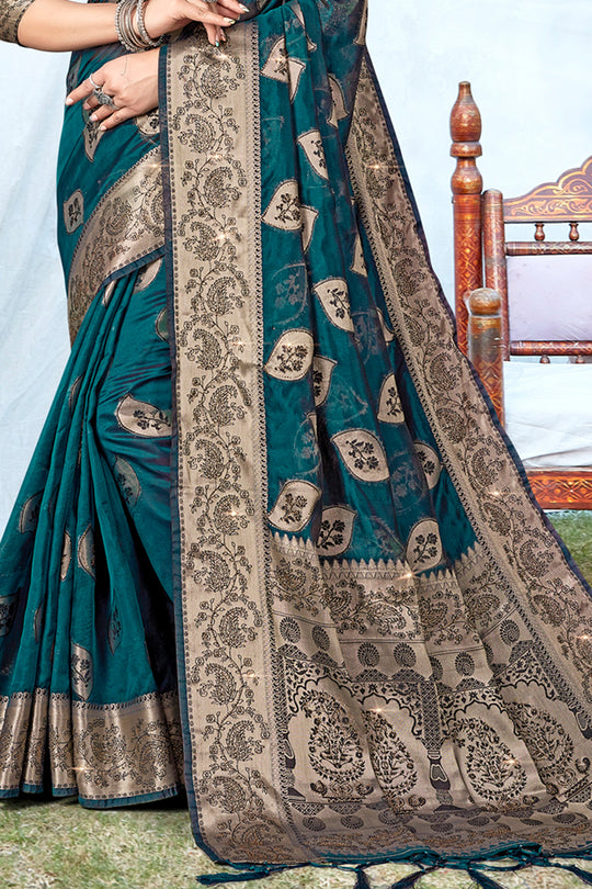 Cyprus Blue Organza Saree