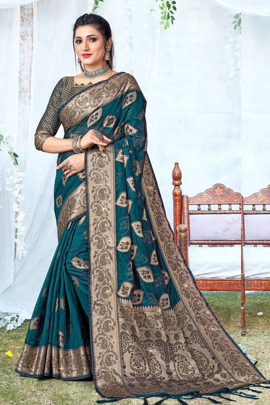 Cyprus Blue Organza Saree