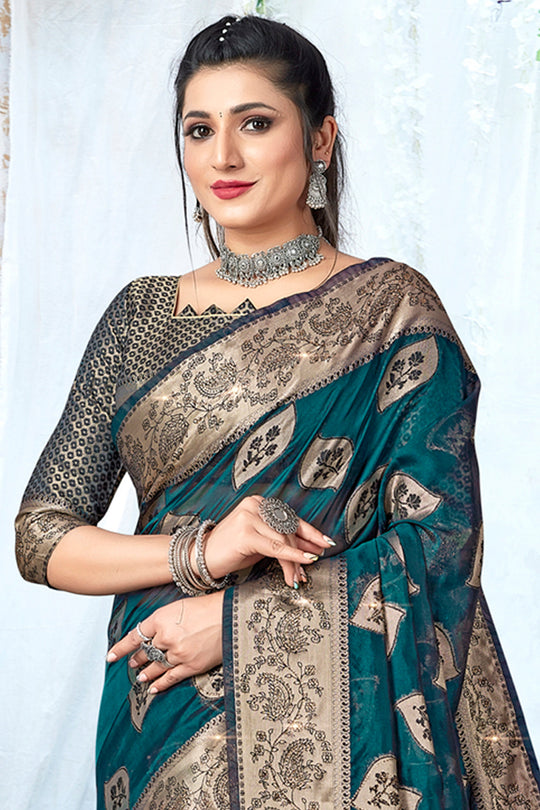 Cyprus Blue Organza Saree