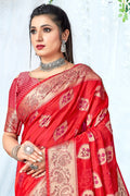 Scarlet Red Organza Saree