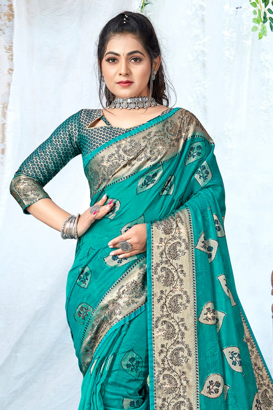 Teal Green Organza Saree