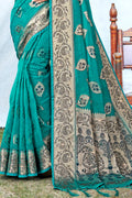 Teal Green Organza Saree