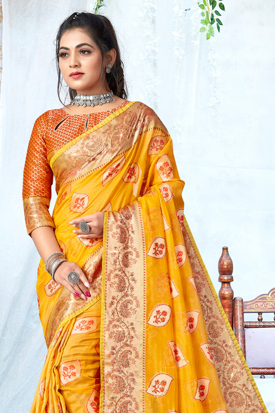 Pastel Orange Organza Saree
