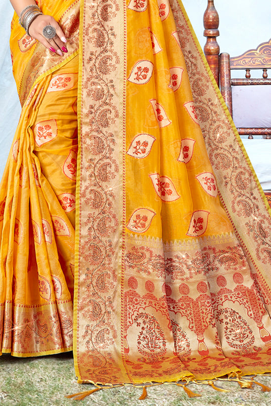 Pastel Orange Organza Saree