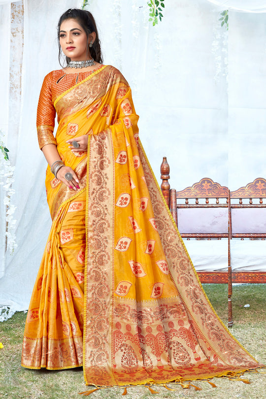 Pastel Orange Organza Saree