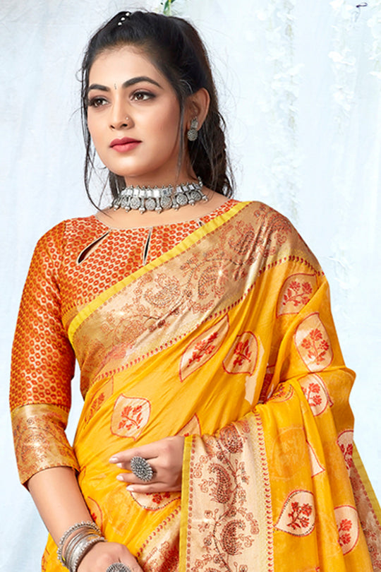 Pastel Orange Organza Saree