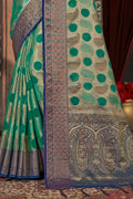 Green And Blue Organza Saree