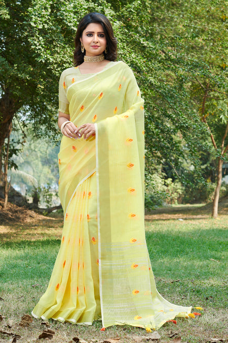 Lemon Peels Linen Blend Saree