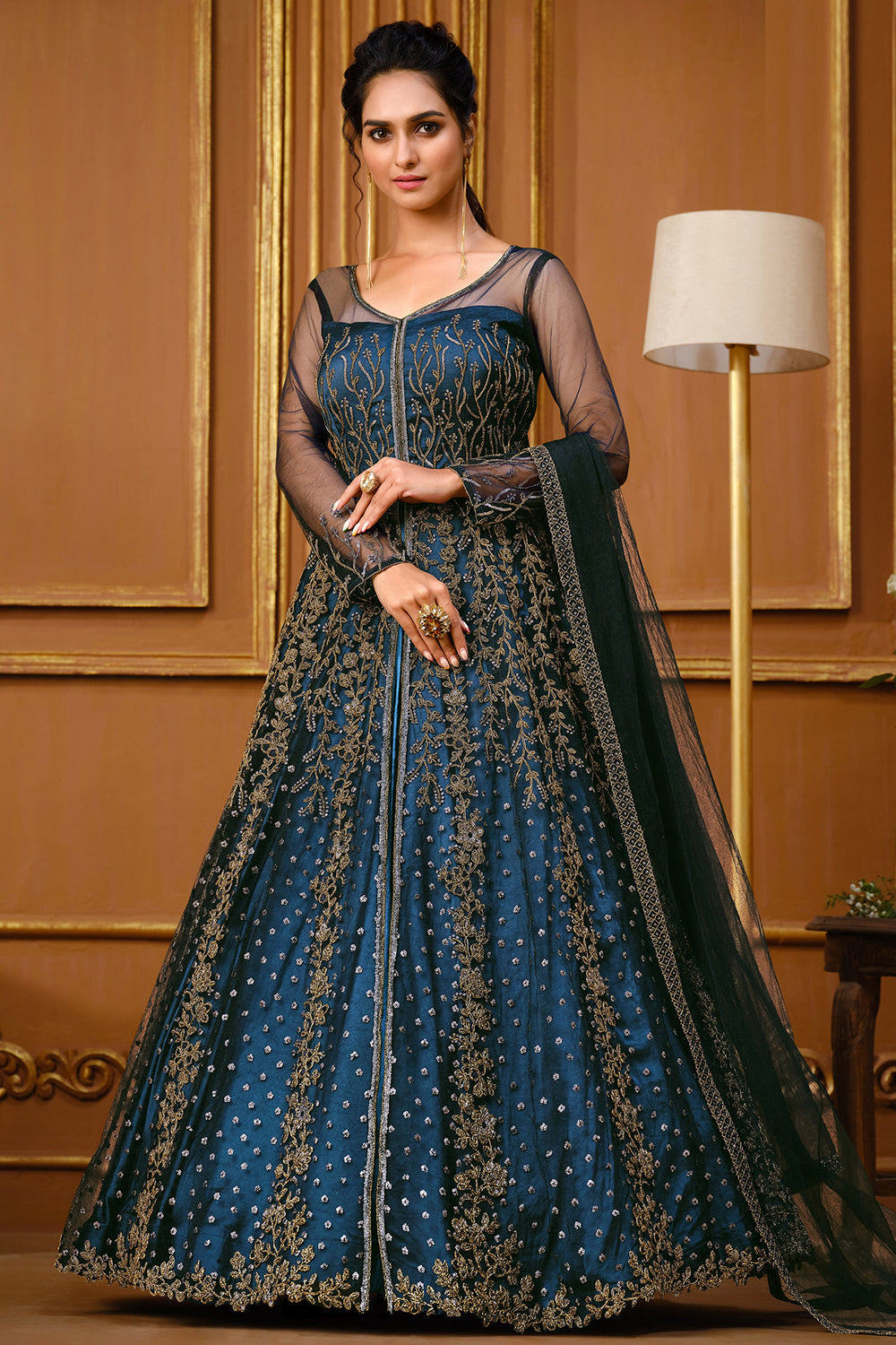 Buy Admiral Blue Anarkali Dress 28407 Online | Karagiri Buy Admiral Blue Anarkali Dress 28407 Online | Karagiri