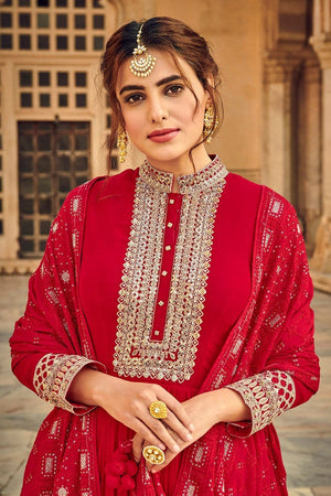 Crimson Red Aanarkali Suit