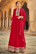 Anarkali Dress Crimson Red Aanarkali Suit saree online