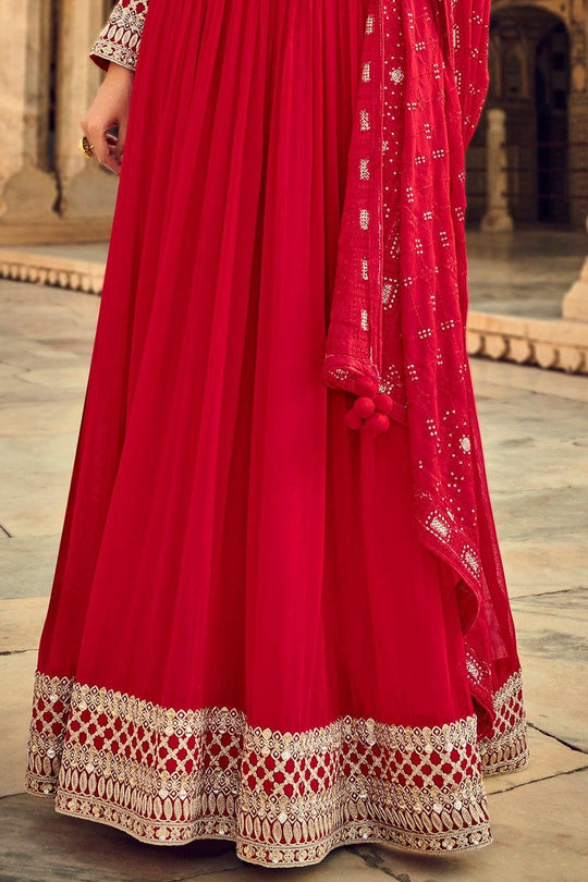 Anarkali Dress Crimson Red Aanarkali Suit saree online