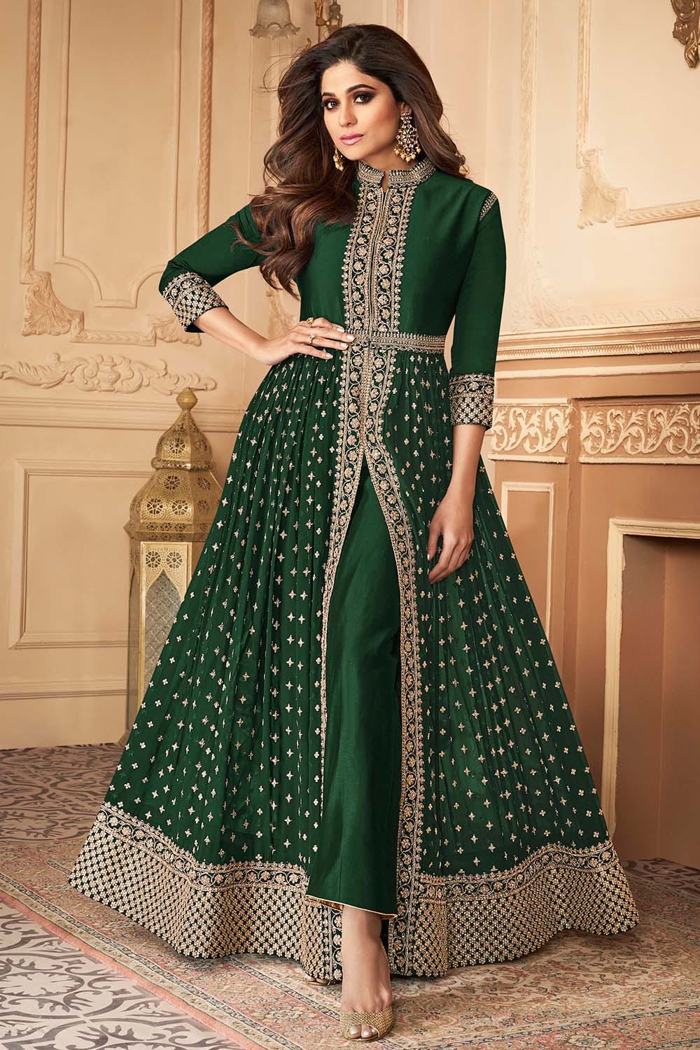 Buy Forest Green Anarkali Dress 88083 Online | Karagiri Buy Forest Green Anarkali Dress 88083 Online | Karagiri